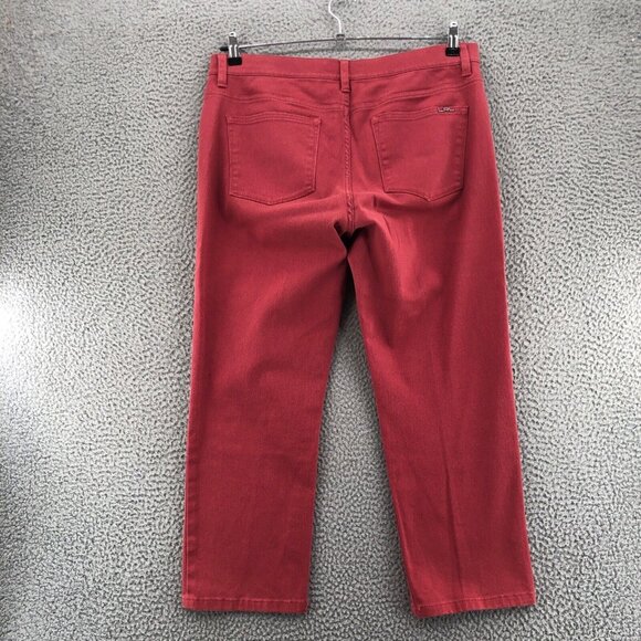 Lauren Ralph Lauren Jeans Womens 14 Red Cropped Modern Straight Stretch Twill - Picture 3 of 12